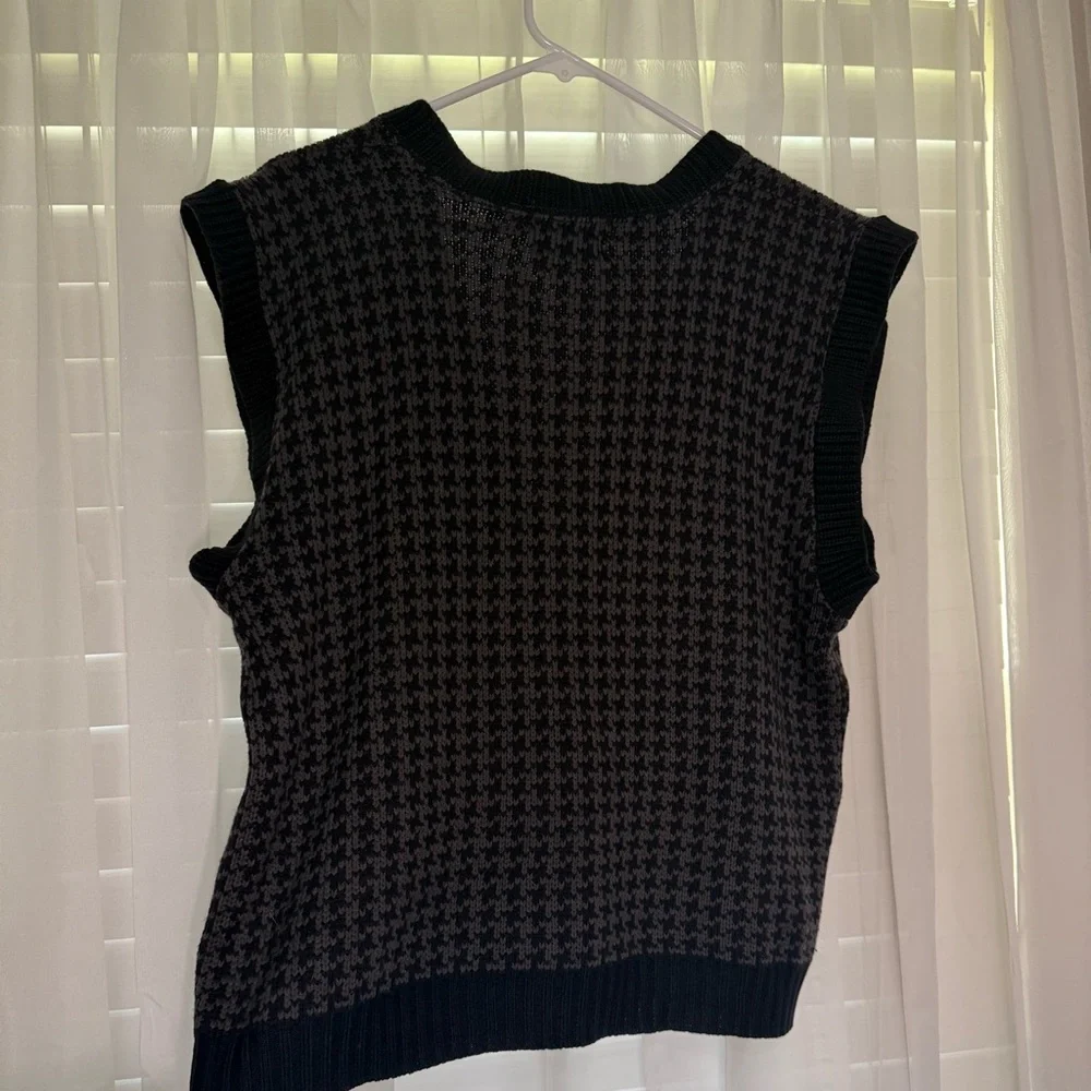 Vintage 90s Houndstooth Sweater Vest Magnetic Force Dark Academia Grandpa Core L